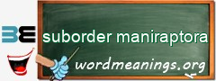 WordMeaning blackboard for suborder maniraptora